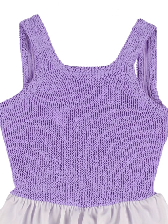 Hunza G: One piece Lycra swimsuit w/ ruffle - Purple - kids-girls_1 | Luisa Via Roma