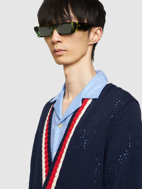 Gucci: GG1331S Rectangular acetate sunglasses - Siyah/Yeşil - men_1 | Luisa Via Roma