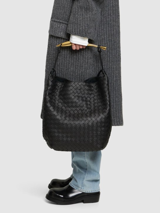 Bottega Veneta: Sardine Hobo leather shoulder bag - Black - men_1 | Luisa Via Roma
