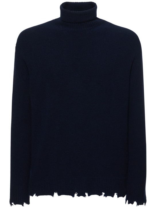 Laneus: High neck wool sweater - Mavi - men_0 | Luisa Via Roma