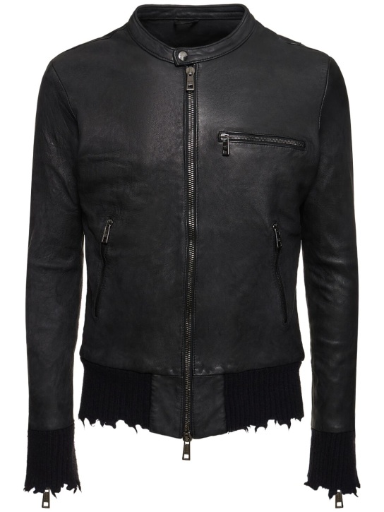 Giorgio Brato: Leather bomber jacket - Black - men_0 | Luisa Via Roma