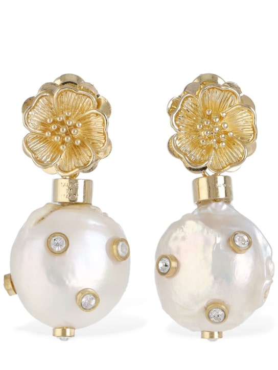 Etro: Faux pearl & crystal drop earrings - women_0 | Luisa Via Roma
