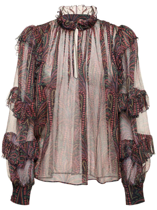 Etro: Camicia in chiffon paisley - women_0 | Luisa Via Roma