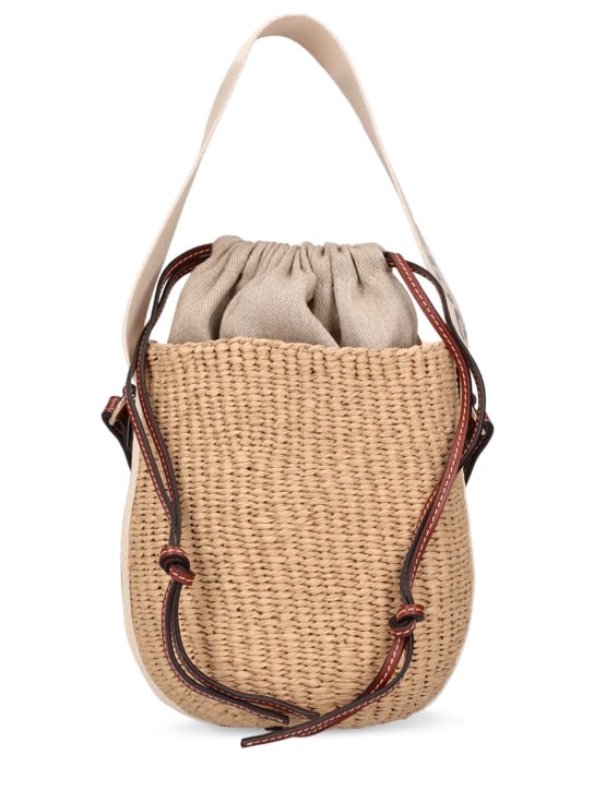 Chloé: Small Woody bucket top handle bag - Beyaz - women_0 | Luisa Via Roma