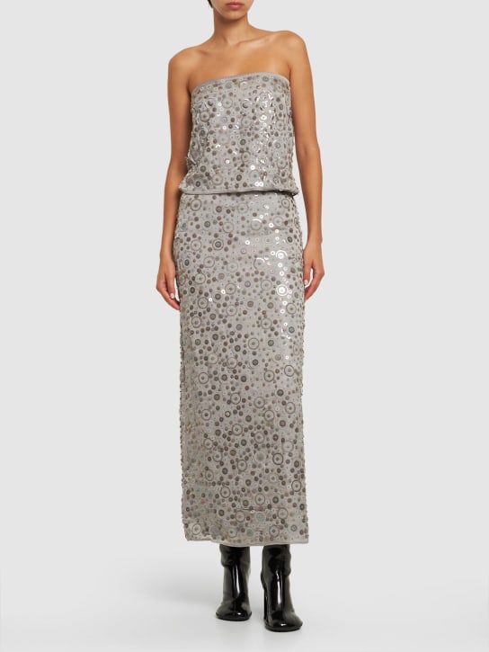 Saks Potts: Lynn embellished midi skirt - Grey - women_1 | Luisa Via Roma