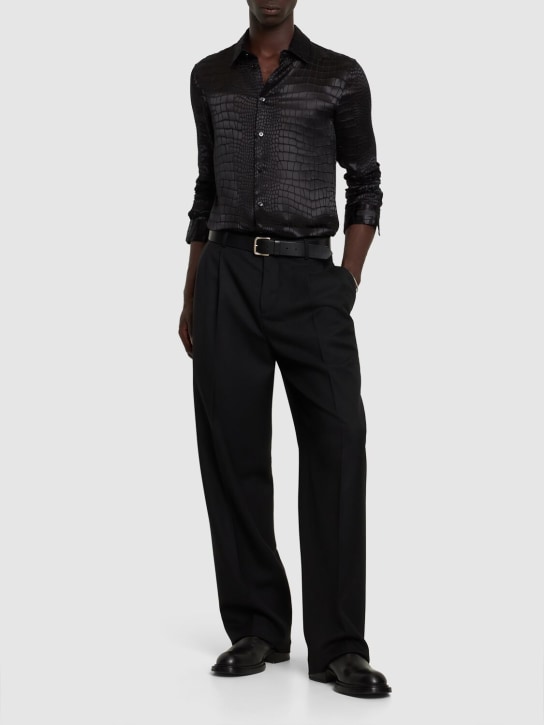 Versace: Pantalon en laine - Noir - men_1 | Luisa Via Roma