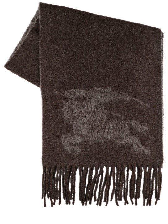 Burberry: Logo knit felted scarf - Otter - women_0 | Luisa Via Roma