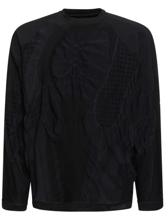 Roa: Oversize 3D knit long sleeve shirt - Grey Black - men_0 | Luisa Via Roma