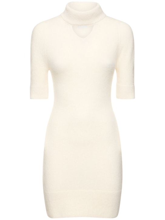 Patou: Knit turtleneck cutout mini dress - Ivory - women_0 | Luisa Via Roma