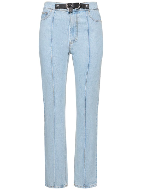 JW Anderson: Jeans de denim de algodón con cinturón - Azul Denim - women_0 | Luisa Via Roma