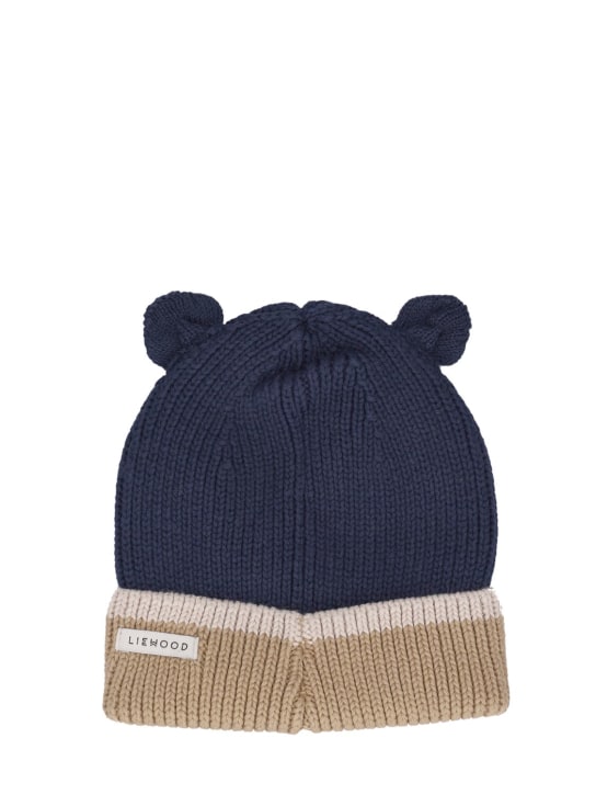 Liewood: Organic cotton knit hat w/ ears - Navy/Beige - kids-boys_1 | Luisa Via Roma