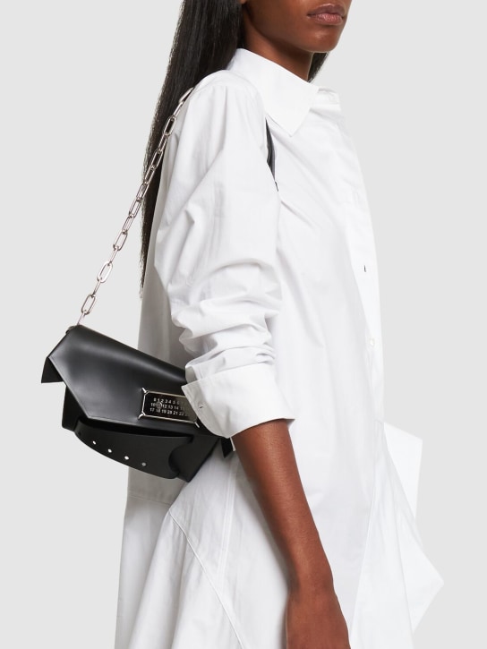 Maison Margiela: Small Classique snatched leather clutch - Black - women_1 | Luisa Via Roma