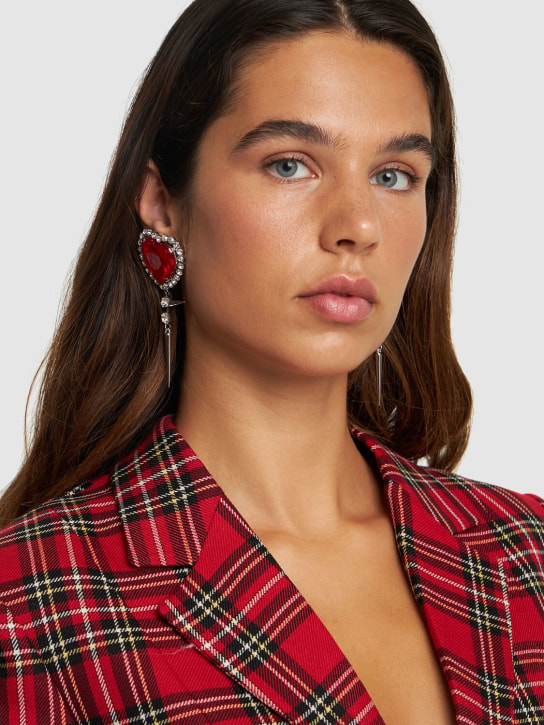 Alessandra Rich: Heart earrings w/ spikes - Crystal/Red - women_1 | Luisa Via Roma