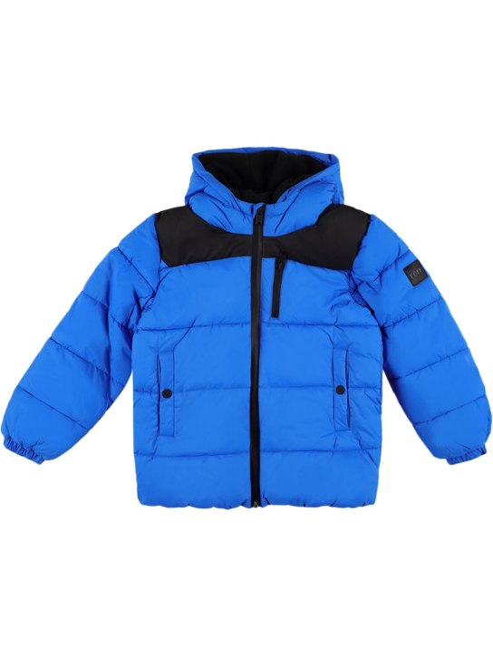 Boss: Nylon puffer jacket w/ back logo - Blau/Schwarz - kids-boys_0 | Luisa Via Roma