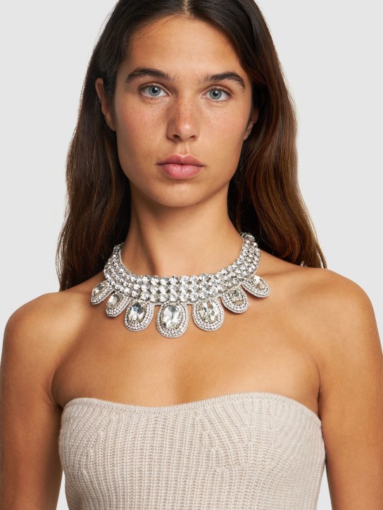 Moschino: Crystal drop collar necklace - women_1 | Luisa Via Roma