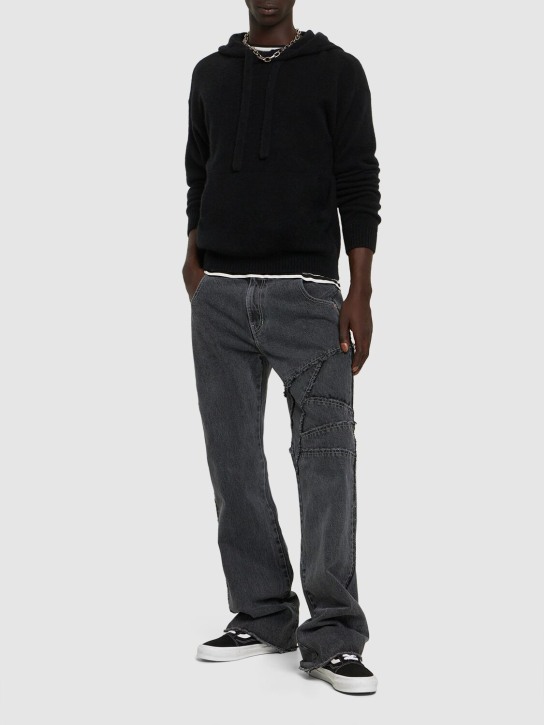 Laneus: Soft cashmere blend hoodie - Siyah - men_1 | Luisa Via Roma
