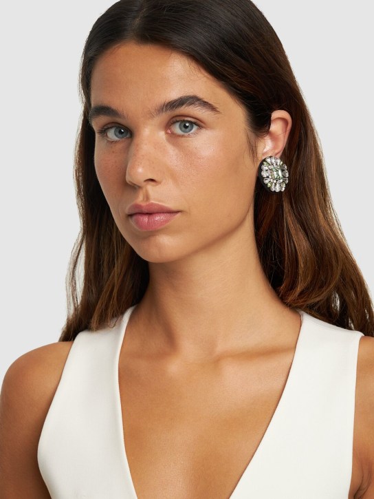 Moschino: Crystal clip-on earrings - women_1 | Luisa Via Roma