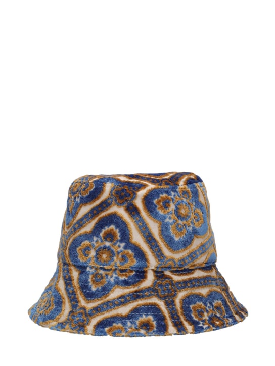 Etro: Tapestry cotton blend bucket hat - Blue/Multi - women_1 | Luisa Via Roma