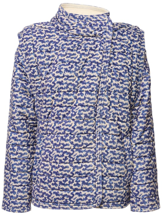 Marant Etoile: Areta printed padded cotton jacket - Blue/Ecru - women_0 | Luisa Via Roma