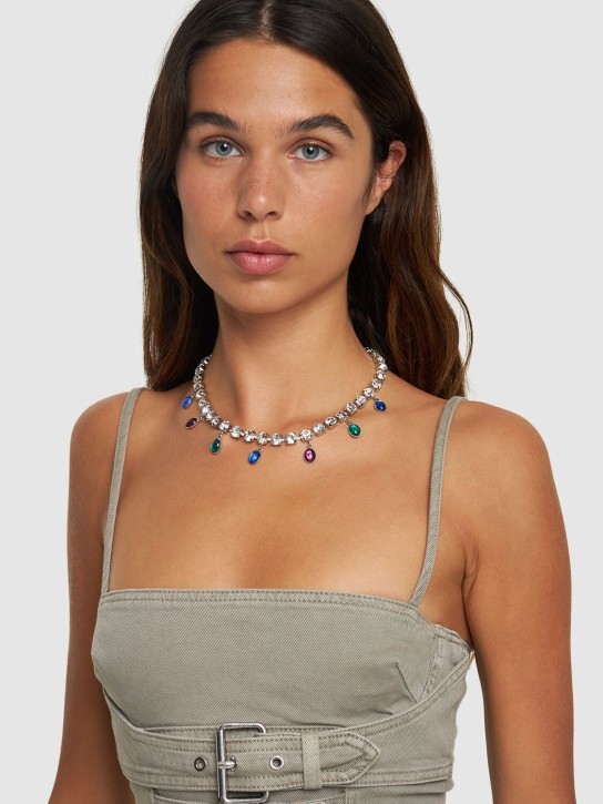 Alessandra Rich: Crystal necklace w/ pendants - Crystal/Multi - women_1 | Luisa Via Roma