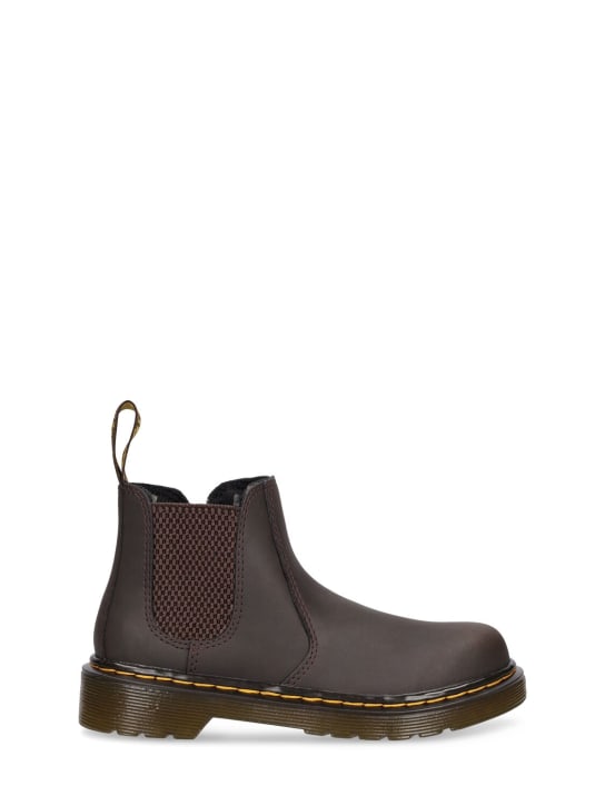 Dr.Martens: 2976 Leather ankle boots - Dark Brown - kids-boys_0 | Luisa Via Roma