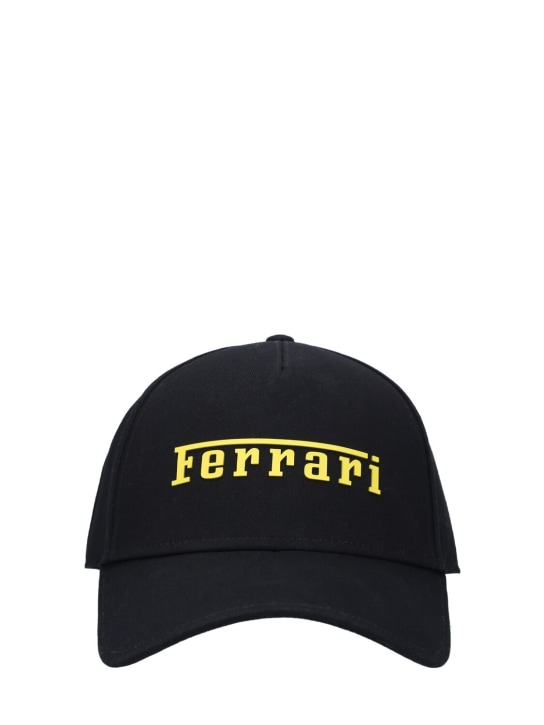 Ferrari: Gorra de baseball de sarga de algodón con logo - men_0 | Luisa Via Roma