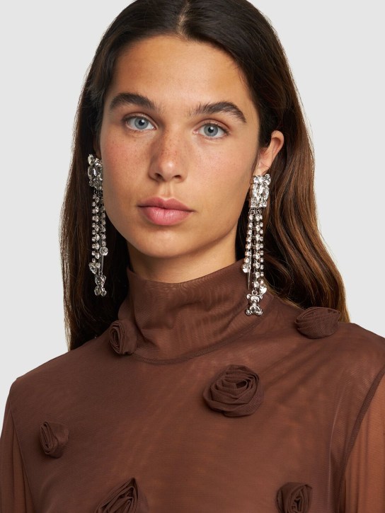 Alessandra Rich: Square earrings w/ charms - Gümüş - women_1 | Luisa Via Roma