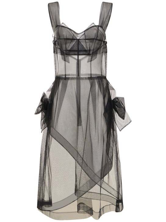 Maison Margiela: Robe corset courte en tulle - Noir - women_0 | Luisa Via Roma