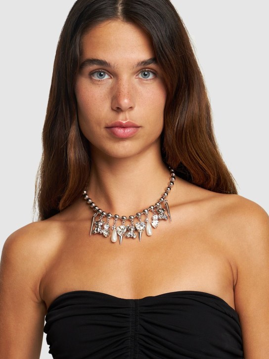 Alessandra Rich: Chain necklace w/ charms - Gümüş - women_1 | Luisa Via Roma