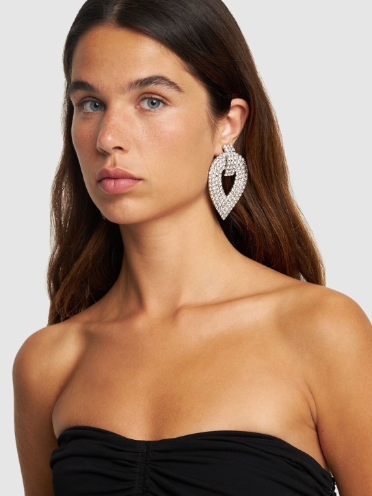 Alessandra Rich: Crystal drop earrings - Silver - women_1 | Luisa Via Roma