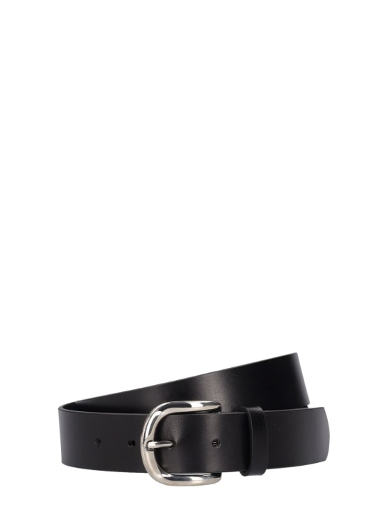 Marant: 3.5cm Zaph leather belt - Black/Silver - men_0 | Luisa Via Roma