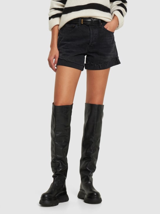 Isabel Marant: 40mm Malyx leather over the knee boots - Siyah - women_1 | Luisa Via Roma