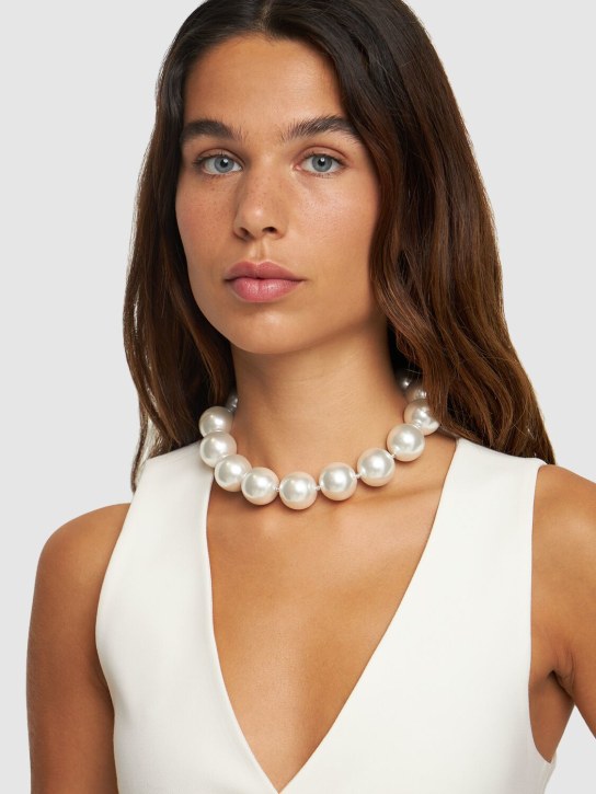Alessandra Rich: Faux pearl necklace - Beyaz - women_1 | Luisa Via Roma
