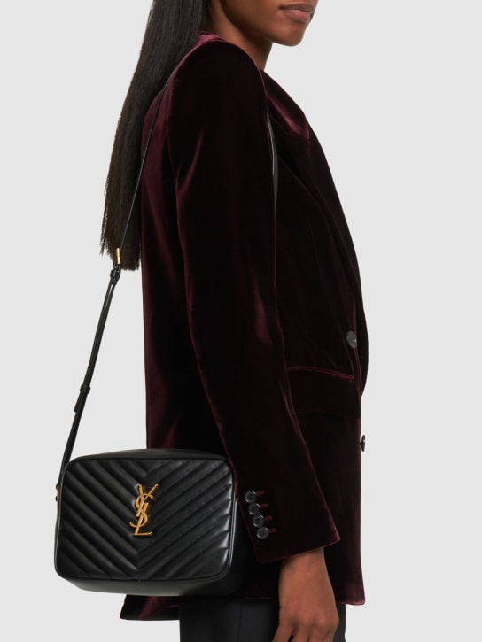 Saint Laurent: Medium Lou leather camera bag - Black - women_1 | Luisa Via Roma