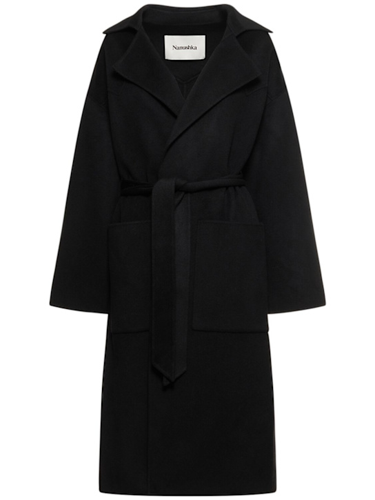Nanushka: Alamo wool & silk long coat - women_0 | Luisa Via Roma