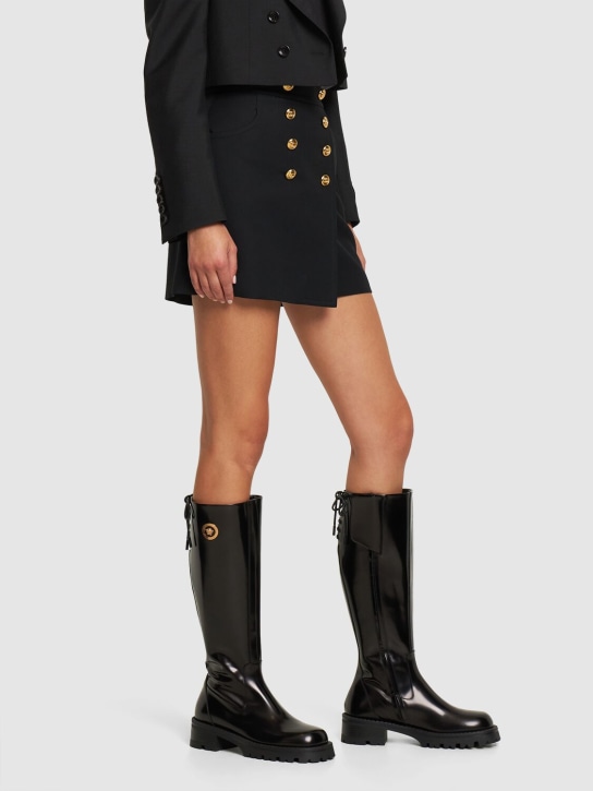 Versace: 35mm Tall leather boots - Siyah - women_1 | Luisa Via Roma