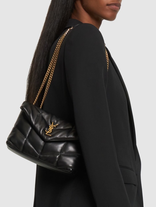 Saint Laurent: Puffer Toy quilted leather shoulder bag - Siyah - women_1 | Luisa Via Roma