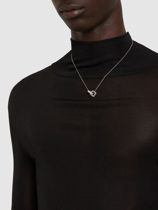 EÉRA: 18Kt Gold & diamond Double Hug necklace - Silver - men_2 | Luisa Via Roma