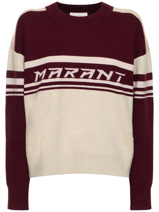 Marant Etoile: Callie cotton blend logo sweater - Mor/Renkli - women_0 | Luisa Via Roma