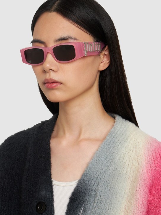 Palm Angels: Angel squared acetate sunglasses - Pink - women_1 | Luisa Via Roma