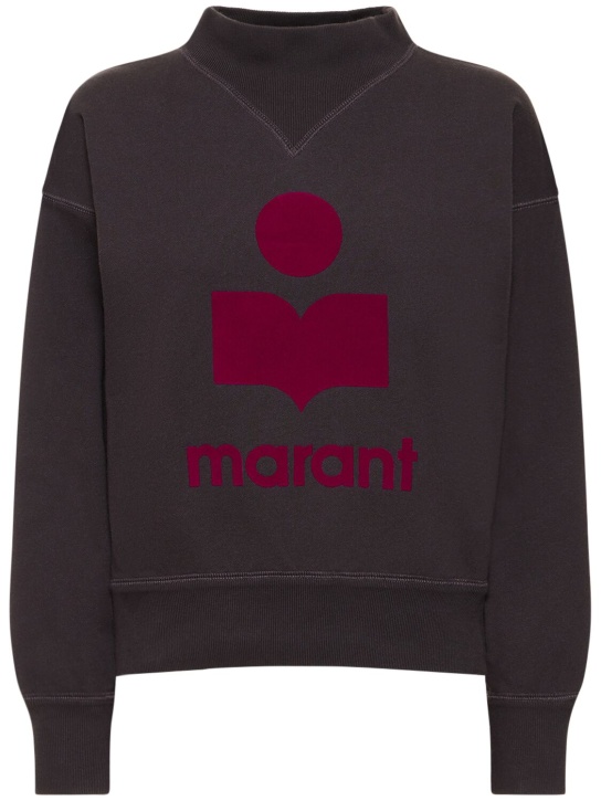 Marant Etoile: Sweat-shirt en coton mélangé à logo Moby - Marine/Fuchsia - women_0 | Luisa Via Roma