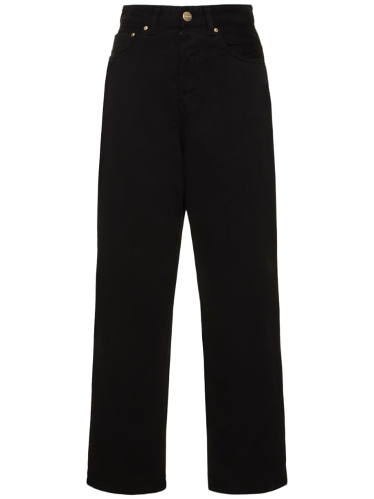 Carhartt WIP: Pantalones de algodón de cintura alta - Negro - women_0 | Luisa Via Roma