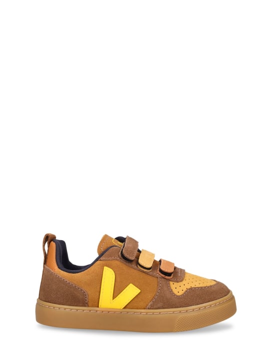 Veja: Sneakers V-10 in camoscio con strap - Marrone - kids-boys_0 | Luisa Via Roma