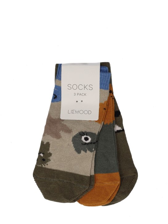 Liewood: Pack of 3 recycled nylon cotton socks - 그레이 - kids-boys_0 | Luisa Via Roma