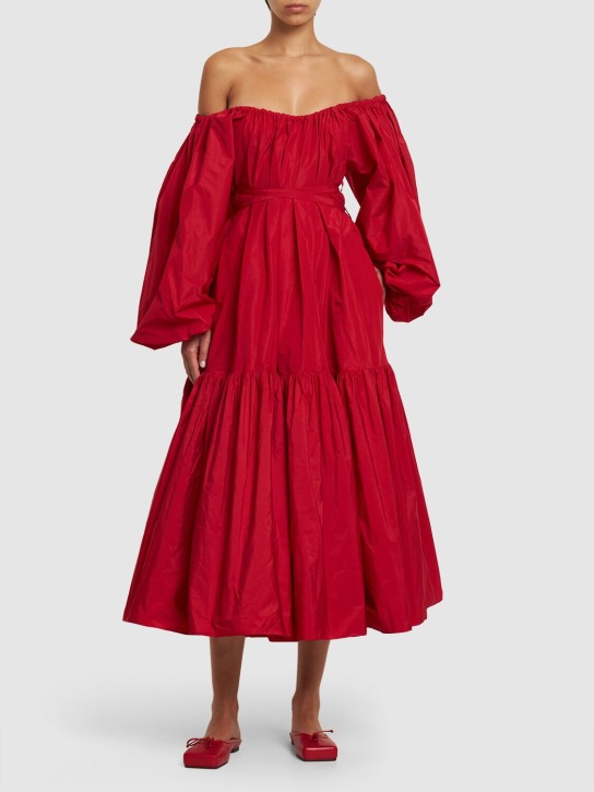 Patou: Faille off-the-shoulder midi dress - Red - women_1 | Luisa Via Roma