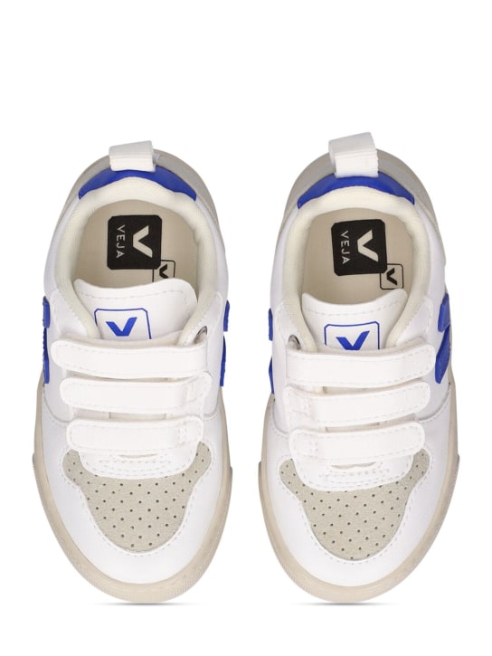Veja: V-10 chrome-free leather strap sneakers - Weiß/Blau - kids-boys_1 | Luisa Via Roma