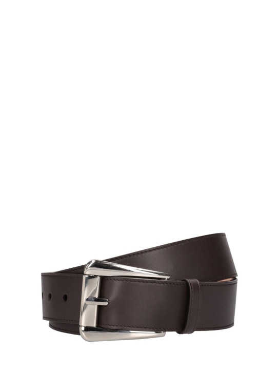Michael Kors Collection: 40mm Joni leather belt - Chocolate - women_0 | Luisa Via Roma