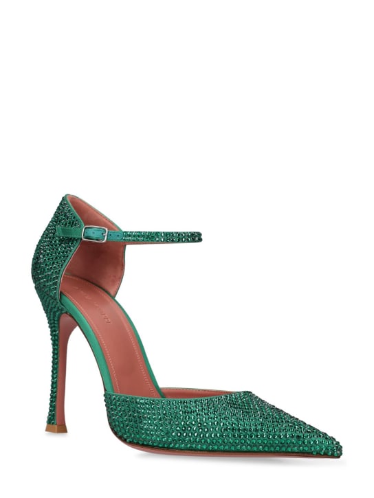 105mm emerald satin & crystal pumps - Amina Muaddi - Women | Luisaviaroma