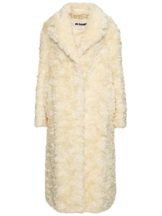 Jil Sander: Cappotto monopetto in misto mohair - Avorio - women_0 | Luisa Via Roma