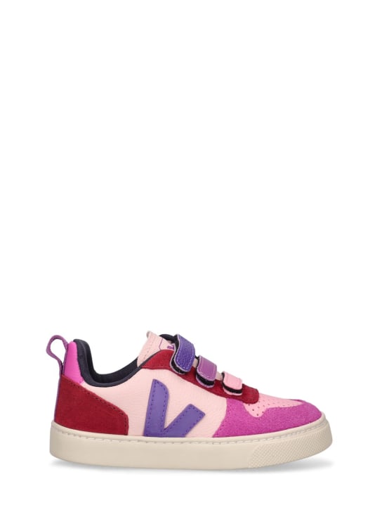 Veja: V-10 chrome-free leather strap sneakers - Multicolor - kids-girls_0 | Luisa Via Roma
